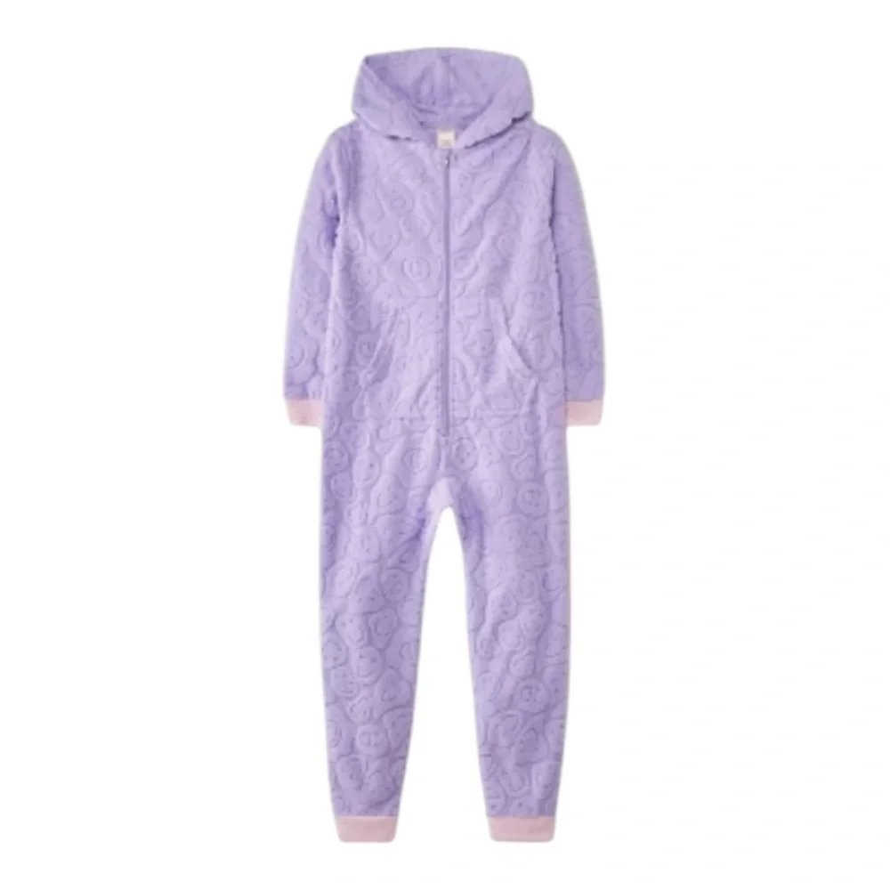 NWT Cat & Jack Kid's Hooded One-Piece Pajama- Lavender XL